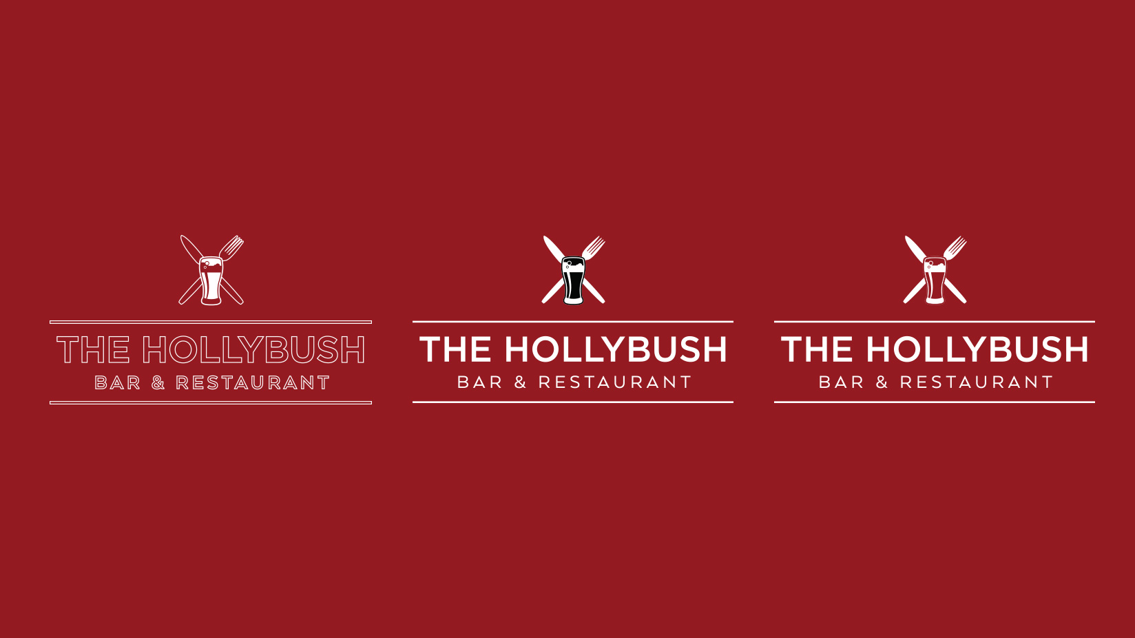 the hollybush bar restaurant logo brand identity design